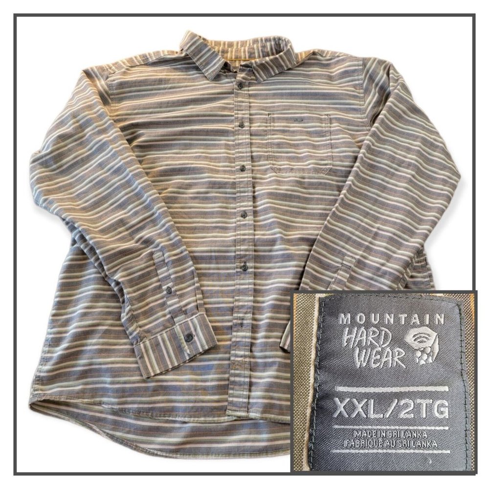 Mountain Hardwear Button Up Shirt Men’s 2XL XXL Striped Long Sleeve